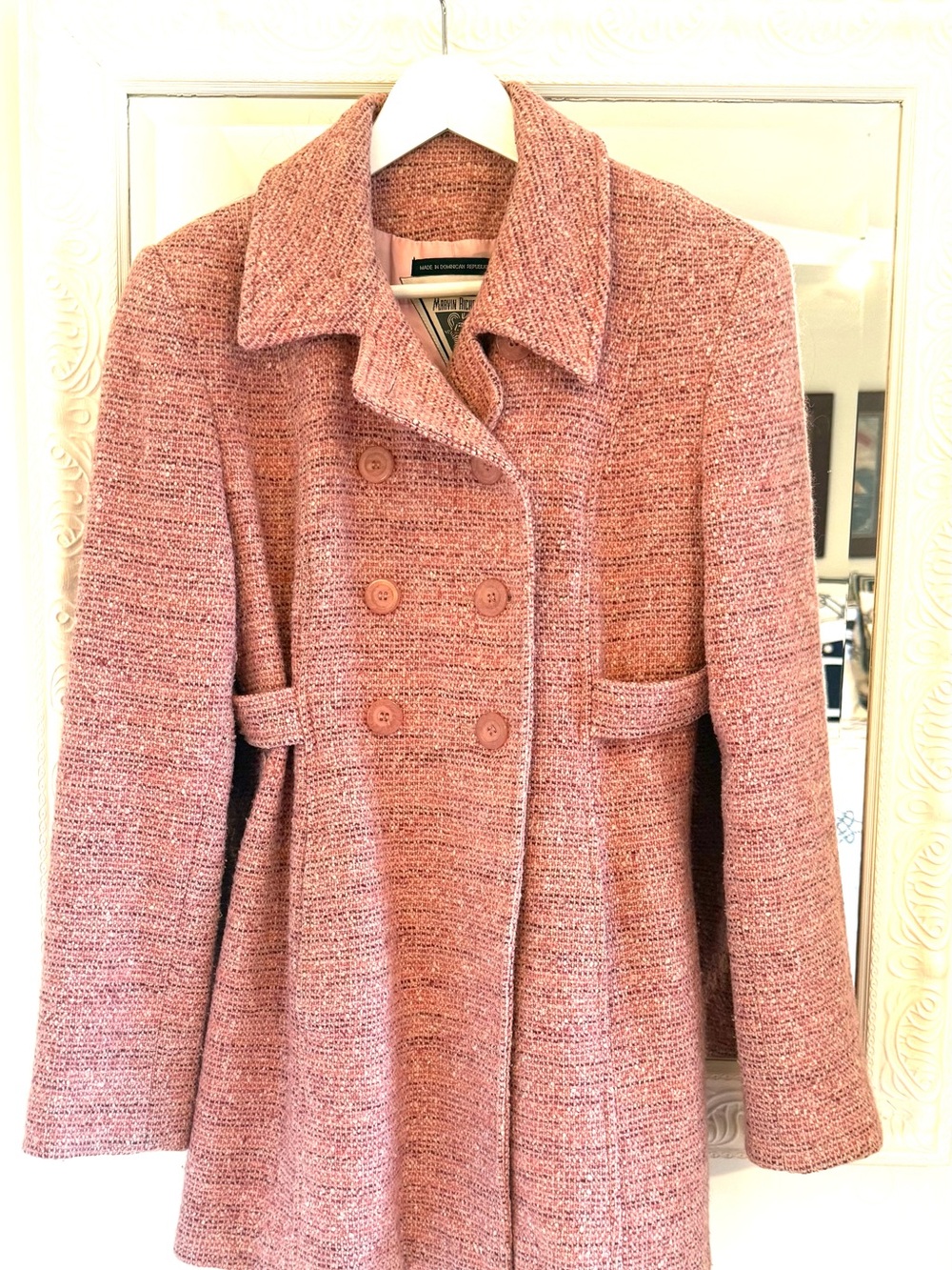 Marvin Richards Rose-Pink Double-Breasted Pea Coat